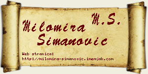 Milomira Simanović vizit kartica